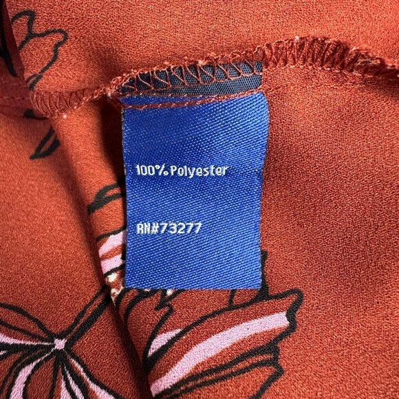 Apt. 9 Women's Floral Print Sleeveless Tank Top Blouse, Size Large, Burnt Orange - Picture 10 of 11